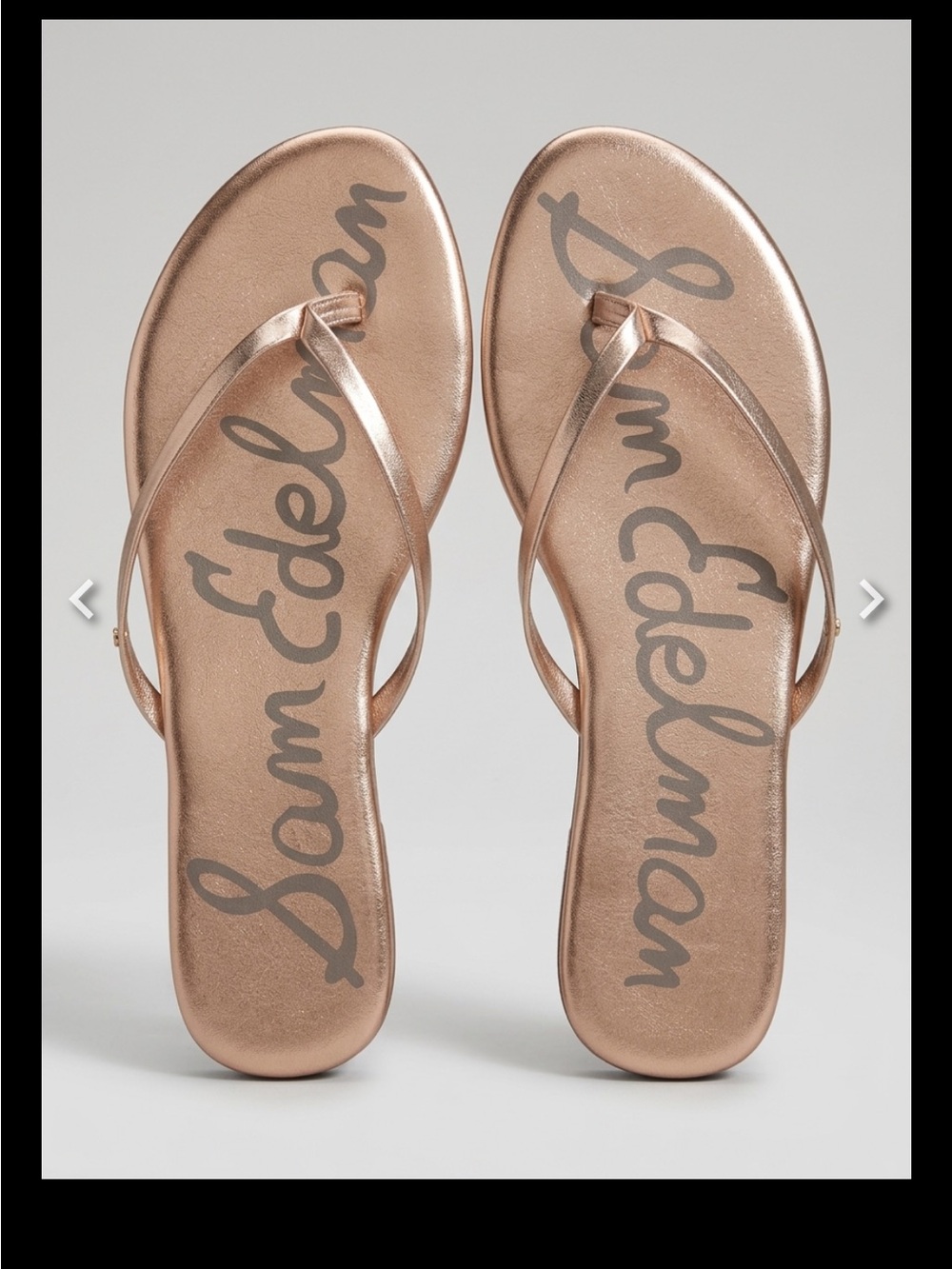 Sam Edelman Oliver Metallic Rose Gold Leather Flip Flop Sandals 11M - Picture 2 of 5
